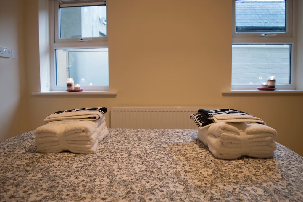 fresh towels laid out for guests