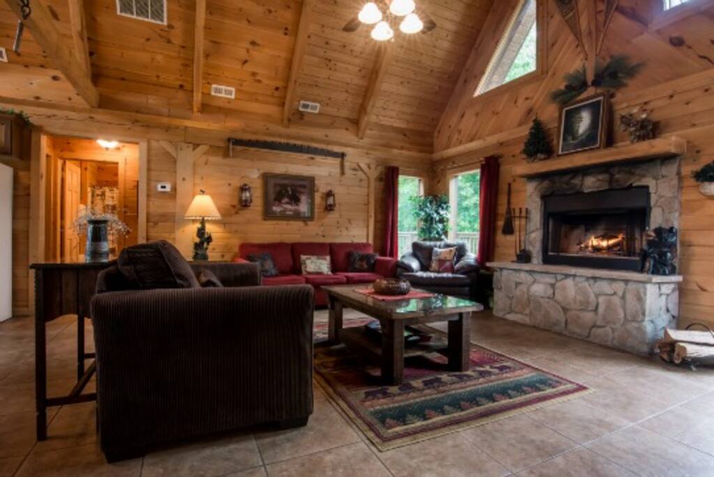 Wood burning fireplace