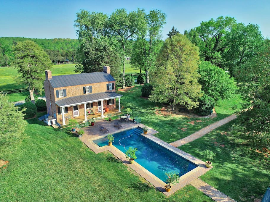 Aerial View of the Pool House