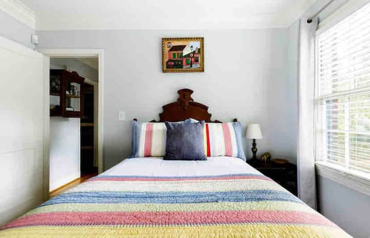 1875 walnut Victorian bed in the third bedroom.  This bed is a 3/4 bed.