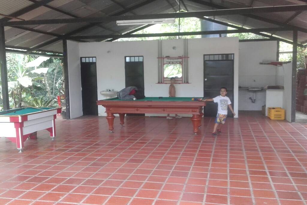 Mesa de pollo y mini pool