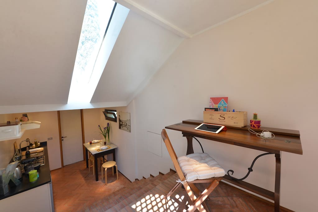 lap top and the kitchen