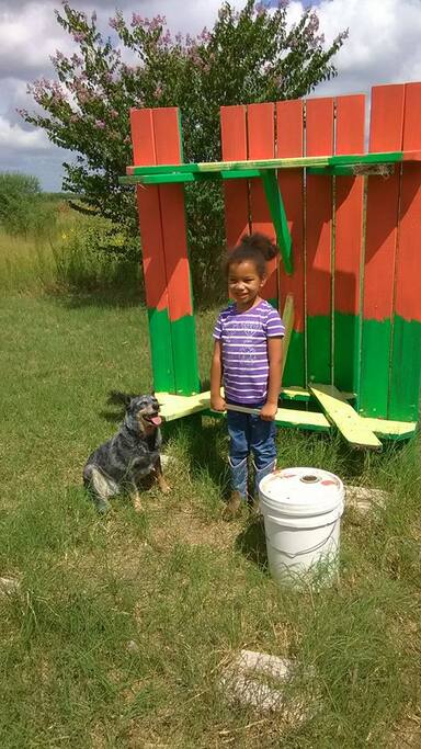 we recently painted the old picnic table