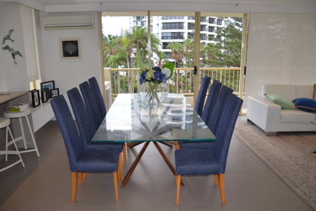 Dining table set for 8. Who is home for dinner?