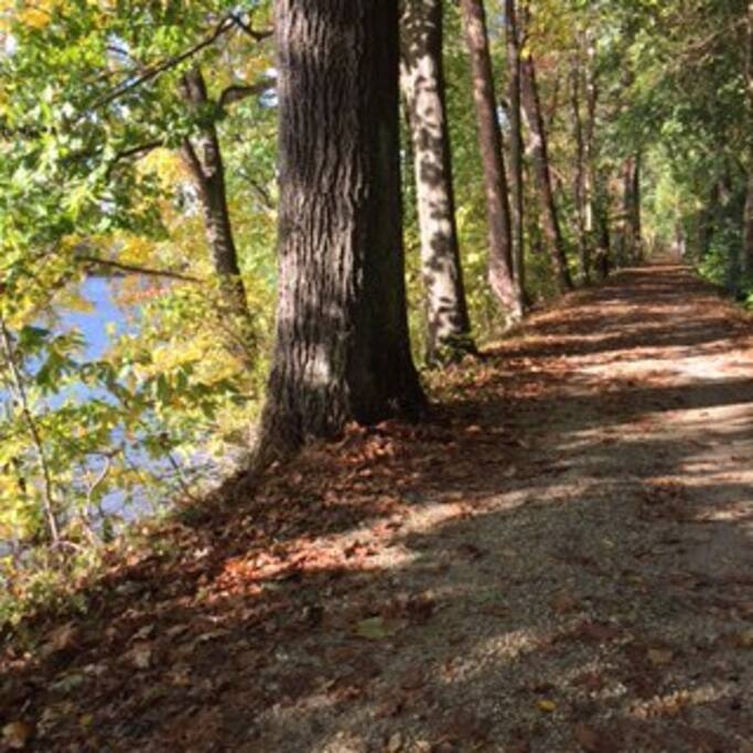 C&O Canal towpath next to the Potomac River--8 minutes away