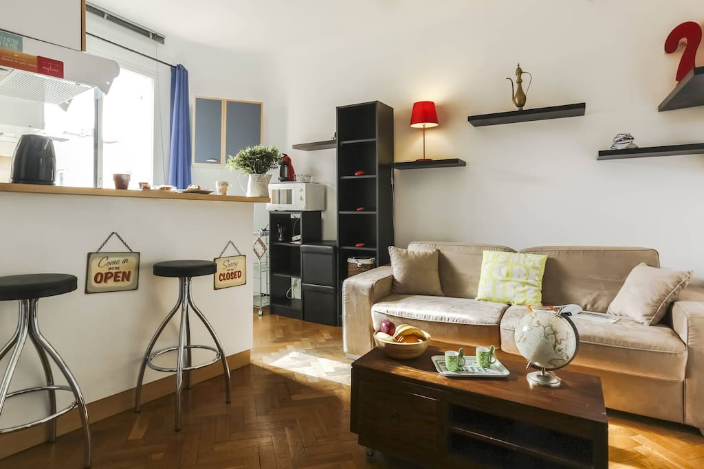 Cozy living room with sofa bed