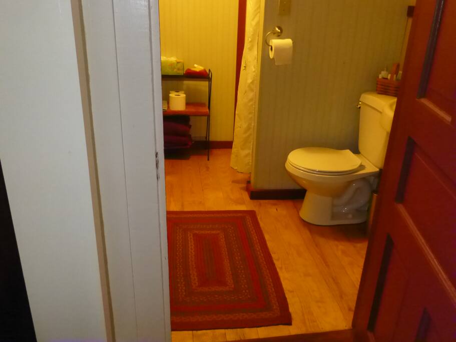 Downstairs private bathroom for The Fairview Room at The Alpine Homestead