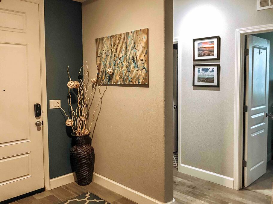 From the entry, your private space in our shared home is directly to the left.