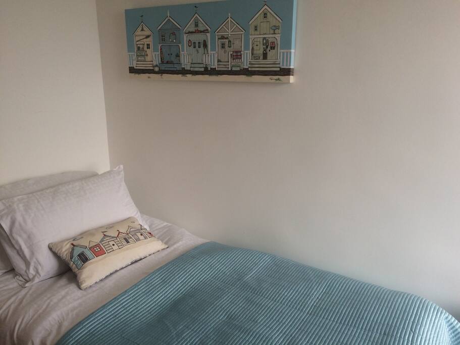 Large bedroom this single bed converts to a double plus bunk beds so its for 2/3/4 persons