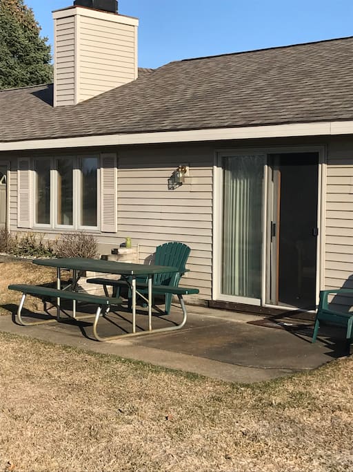 Back patio with picnic table