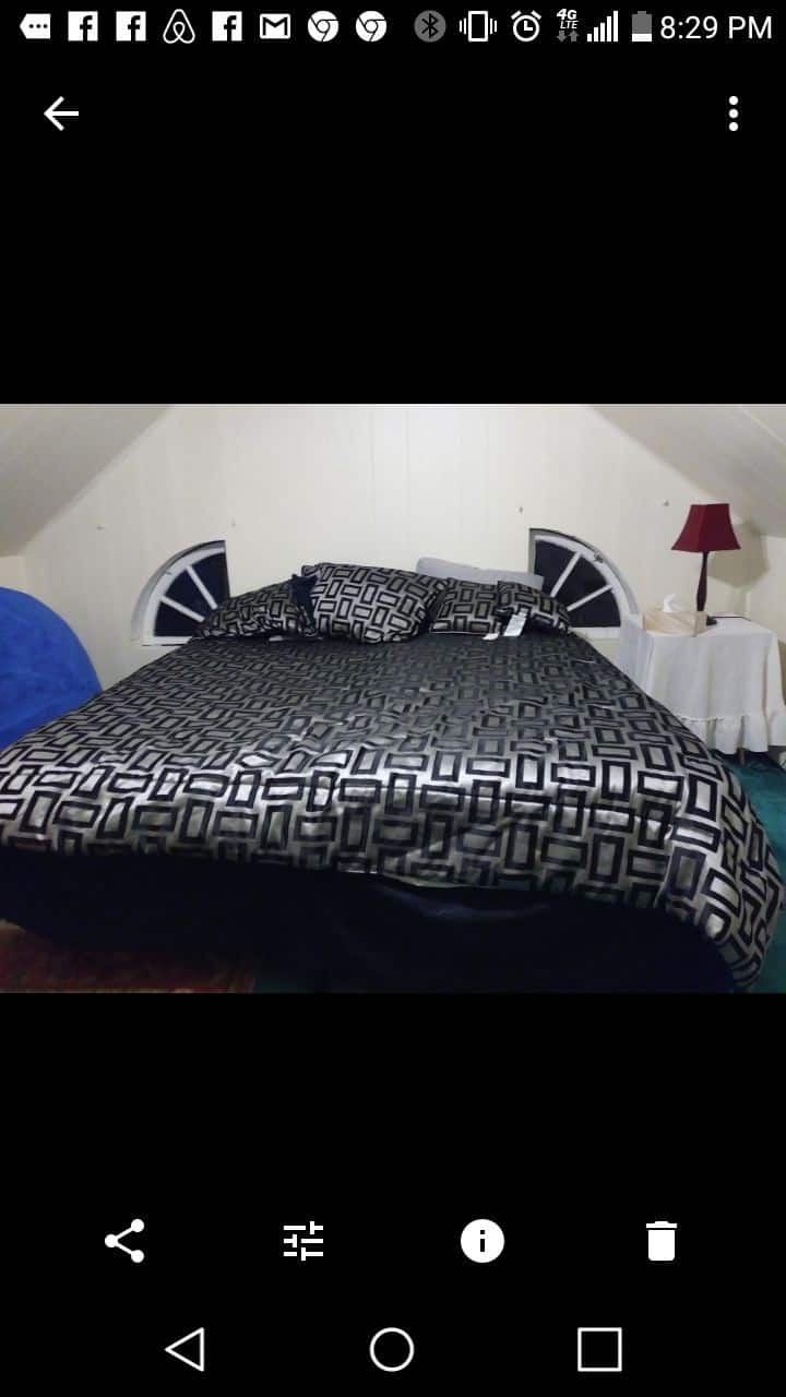 Comfortable king size bed with linens included.