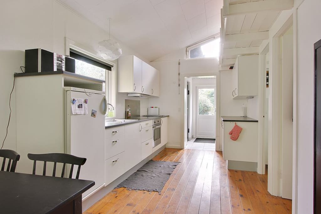 The kitchen-dining area is the heart of the house