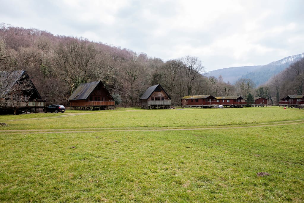 Mole End is the 2nd cabin on the left with the river and woodland behind and plenty of space around it.