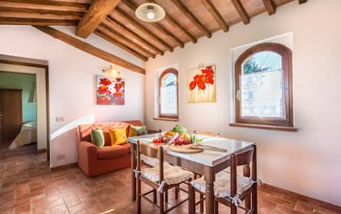 Top performing Airbnb: Whispering cypresses cottage. Stunning pool view. in Casole D'elsa