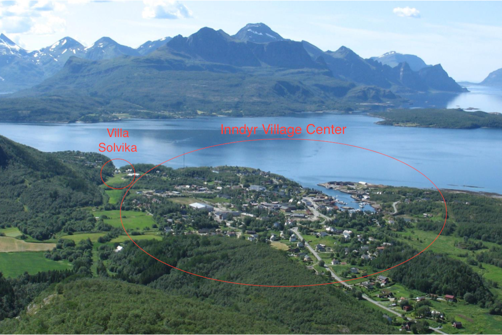 Villa Solvika´s location in Inndyr Village