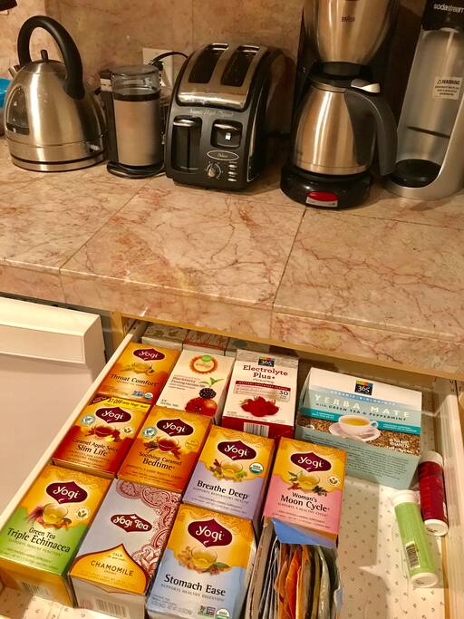 Enjoy our fine selection of free teas and coffee