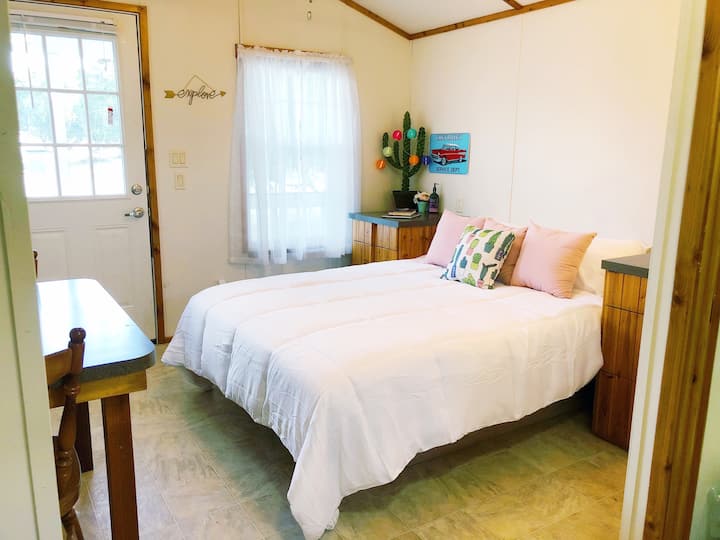 "This tiny house was a great place to stay while exploring the Frio River and Garner State Park! So clean and adorably decorated. We enjoyed sitting on the porch in the evenings and were able to bring food to cook our meals easily." Jackie