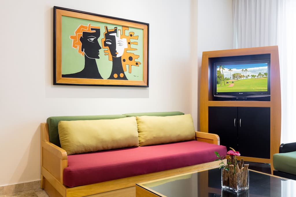 Kick back in front of the flat screen TV.