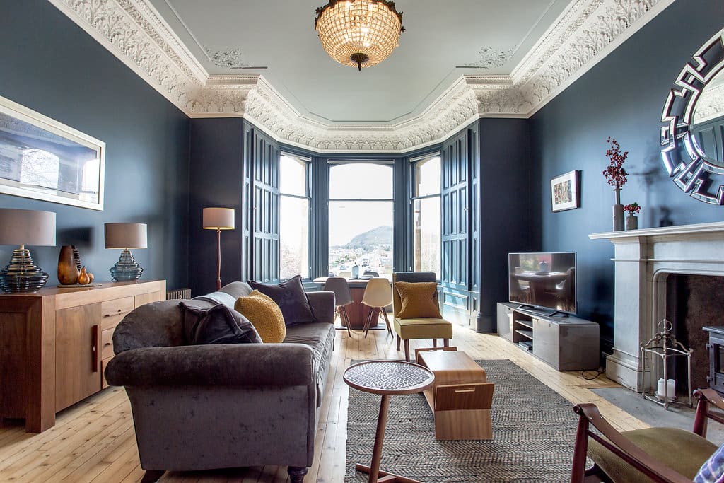 Stunning Period Lounge with views to Arthur Seat