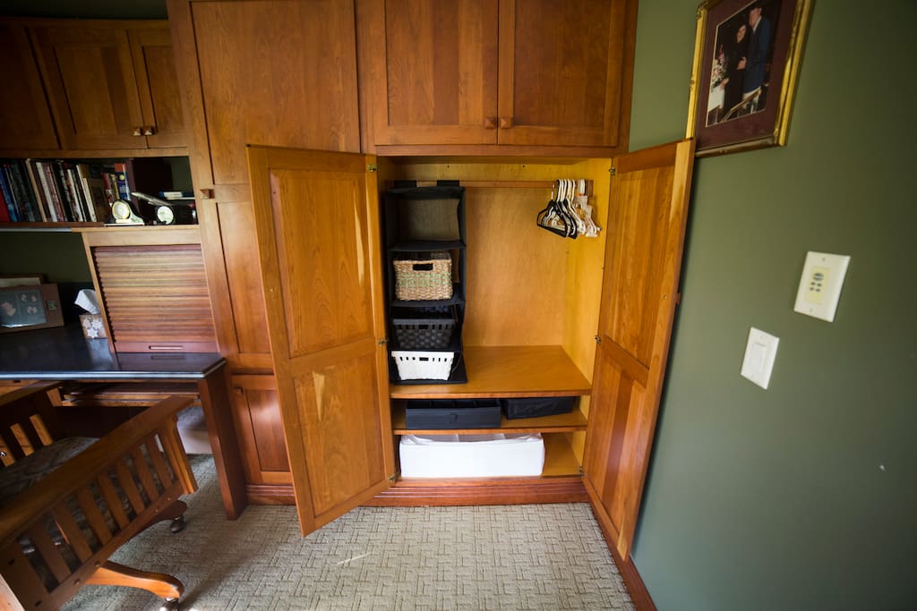 Small wardrobe for clothing storage and space for your hanging items.