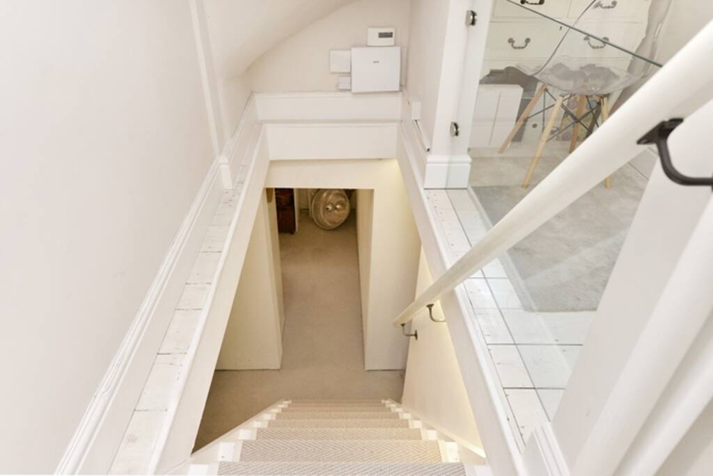 Down to the play room and utility room