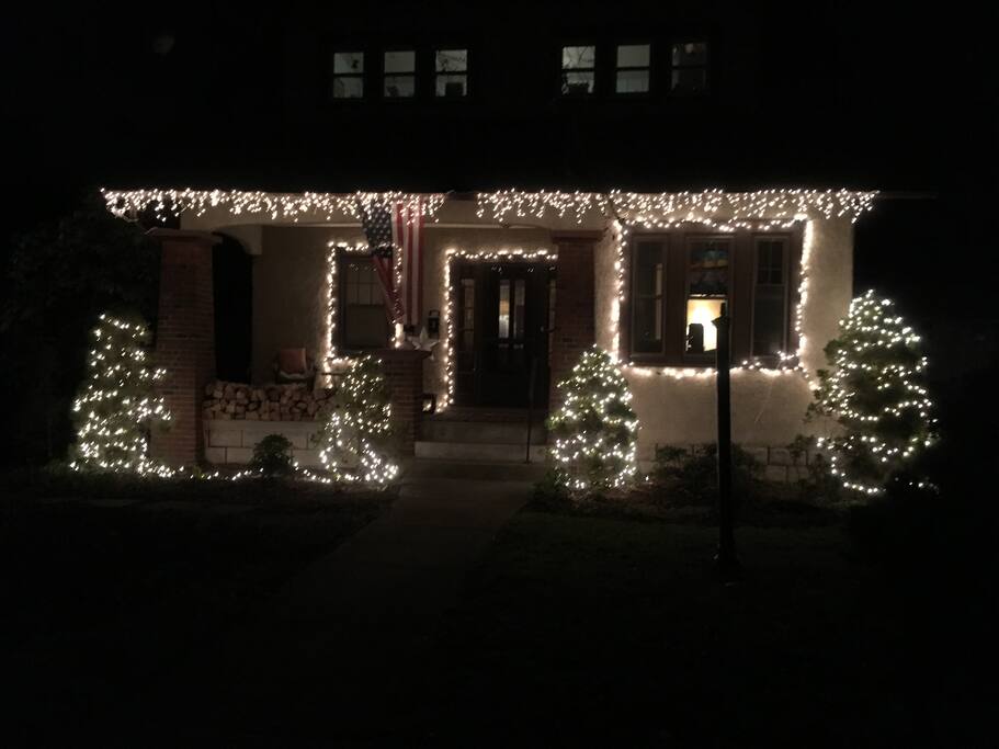 Front of house during Christmas.