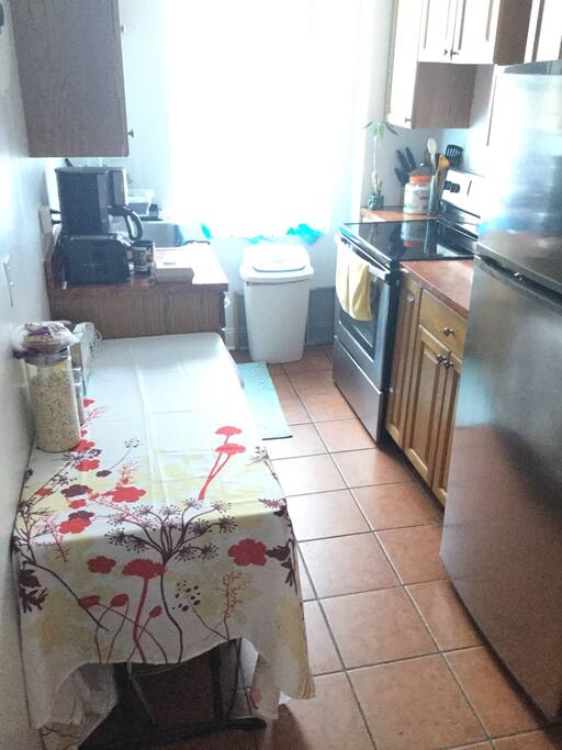Spacious Kitchen with free coffee and Tea, and lite breakfast items.