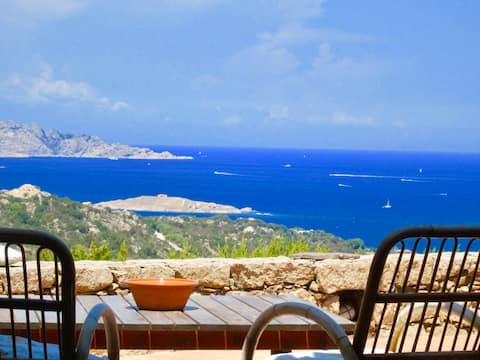 Magical position over islands and Smeralda sea