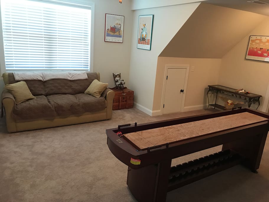 Game room and room with pull out queen sofa sleeper