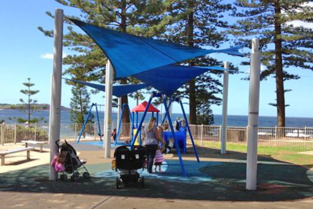 Children's playground with ocean view