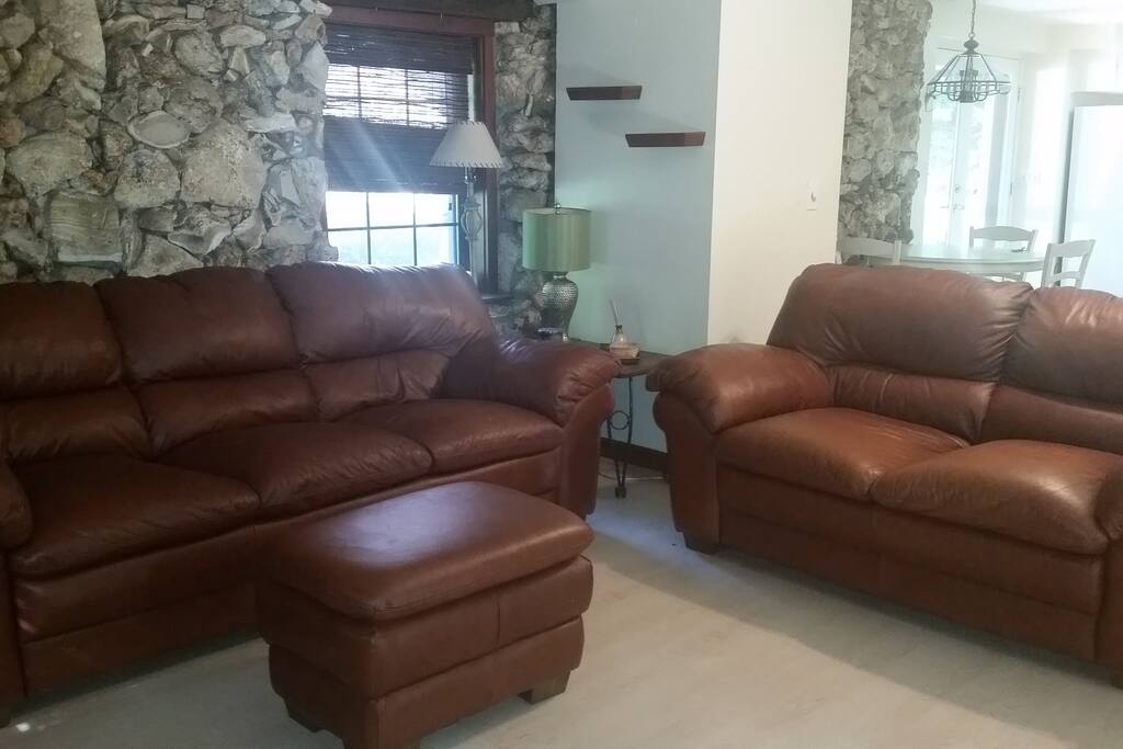Big living room off dining area. Access to private porch from this room. Large Flat Screen TV with Cable.