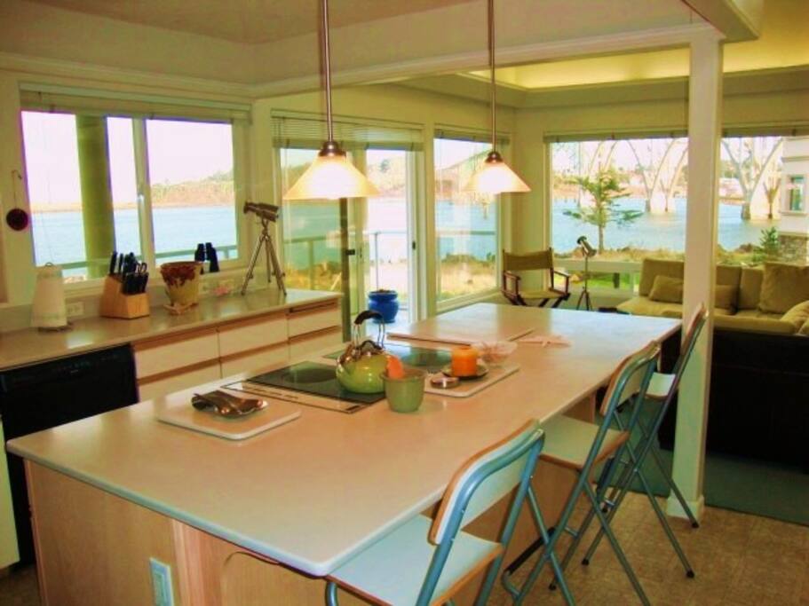 kitchen looking out to the water