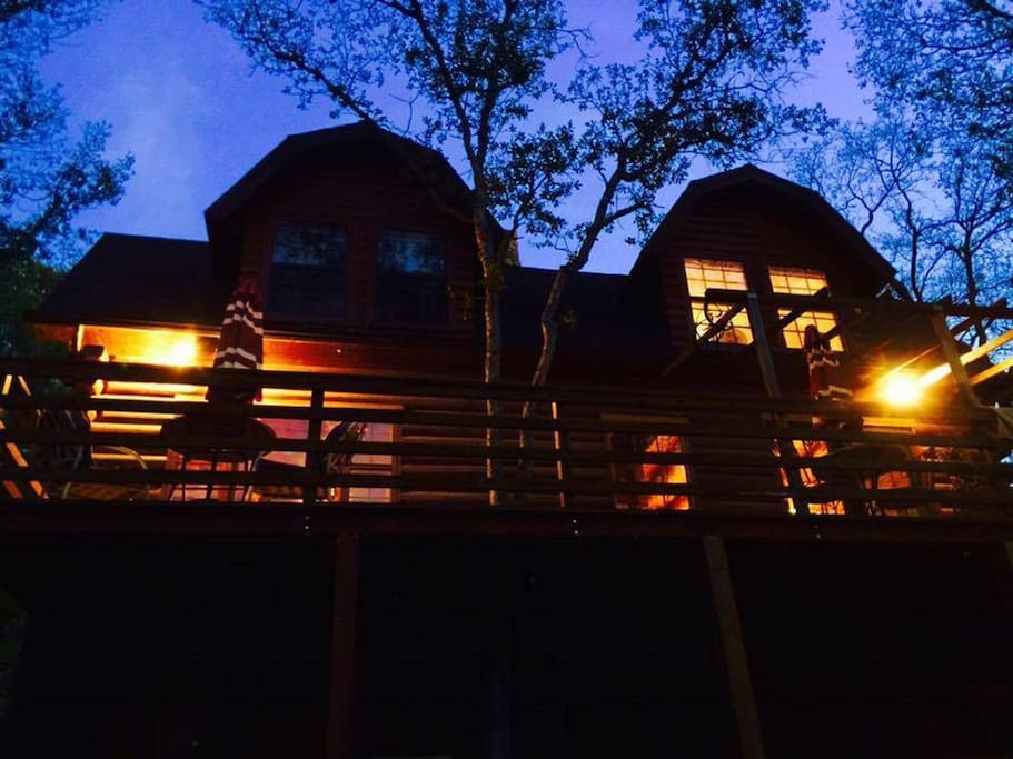 Back of the cabin in the evening