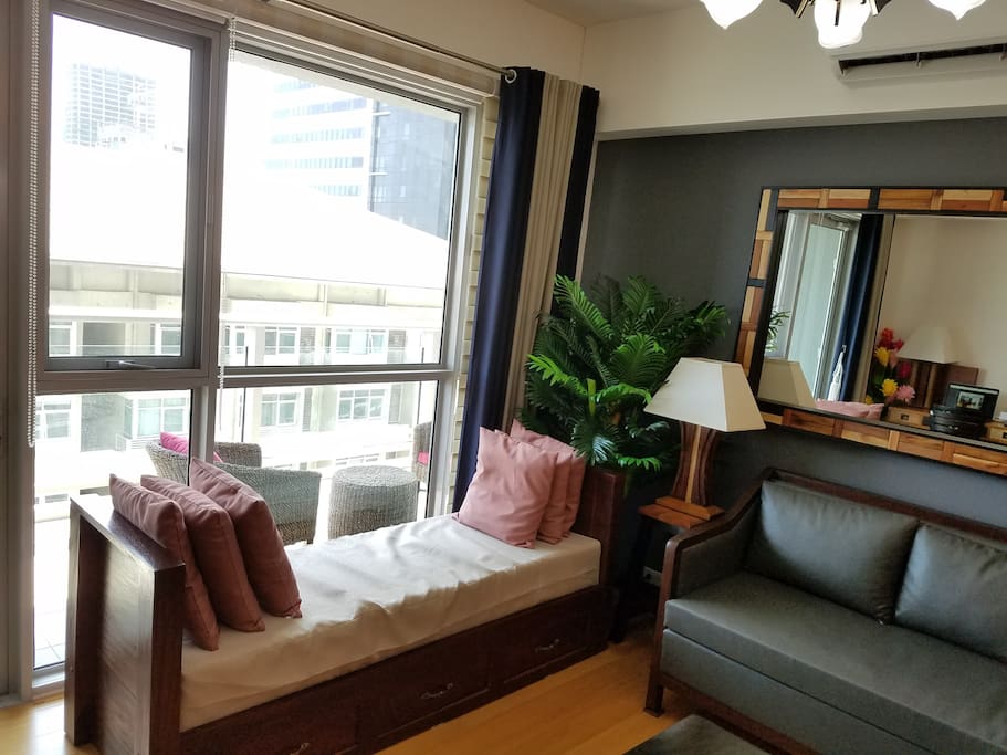 Day bed in living room sleeps one