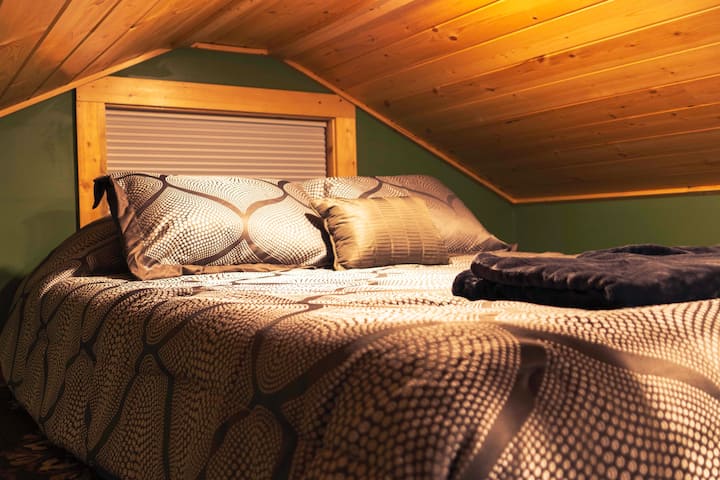 Climb the ship style ladder to reach the super comfy and cozy sleeping loft.