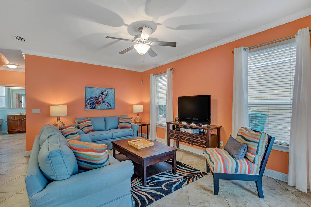 Comfortable seating & large flat-screen TV