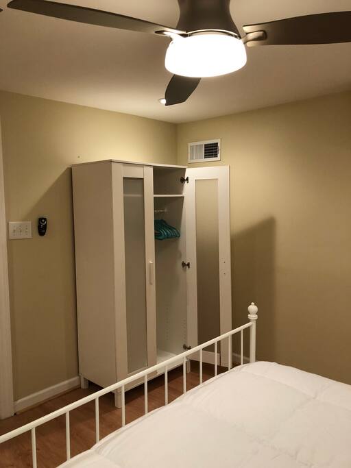 Wardrobe and hangers.