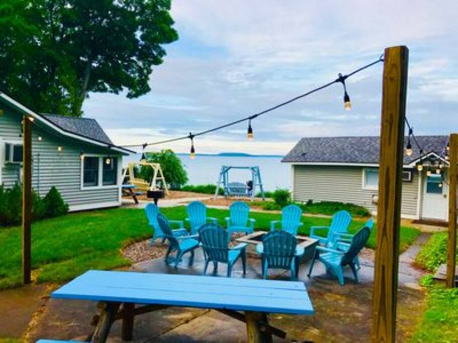 Outdoor fire pit shared with other guests