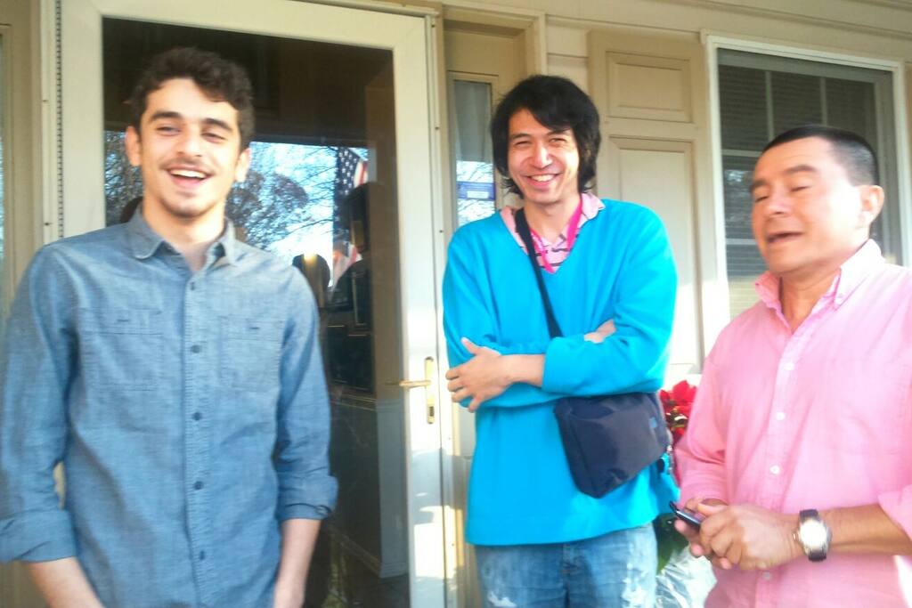 People from three different countries became friends at our house.