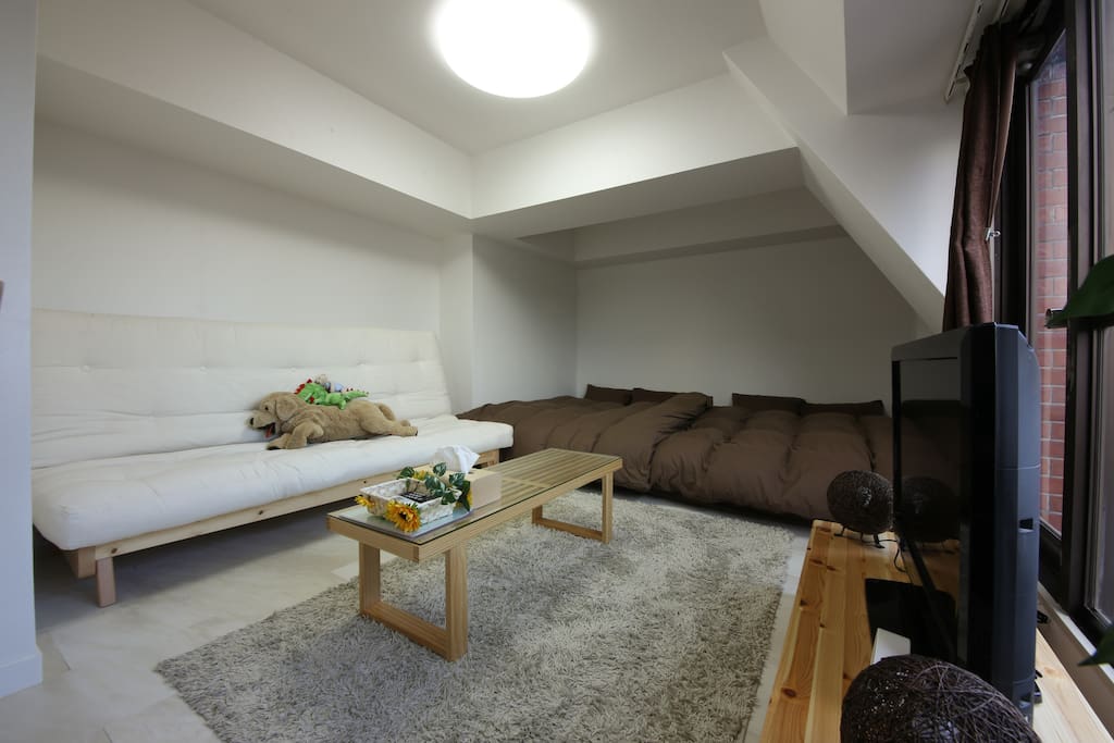 2 double beds and 1 sofa bed