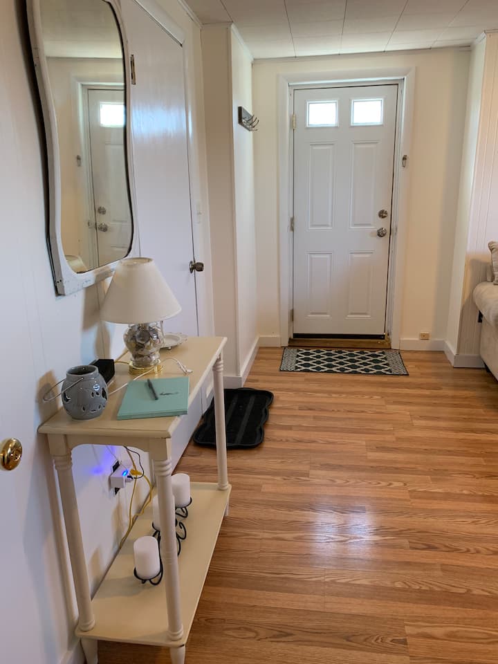 Plenty of room to hang up your coat, take off your shoes and charge your phone.  