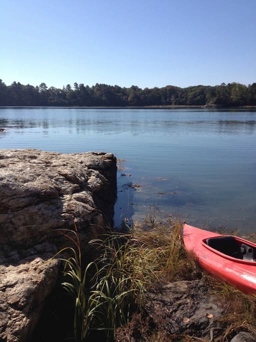 The tidal cove where you can feel free to take the kayaks and rowboat.