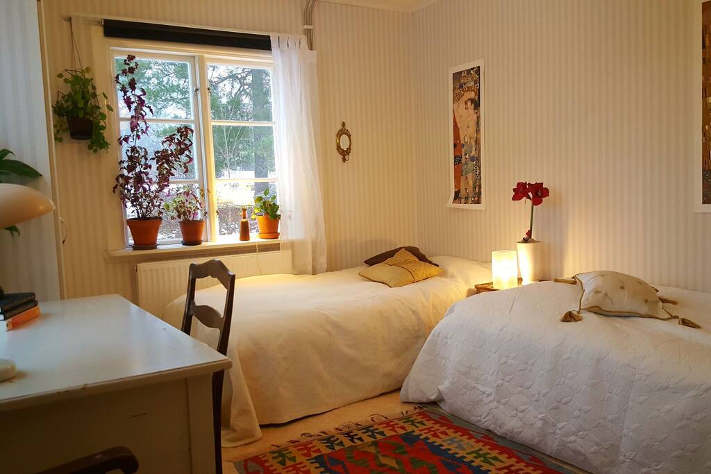 Your bedroom! Two single beds that can become a double bed.