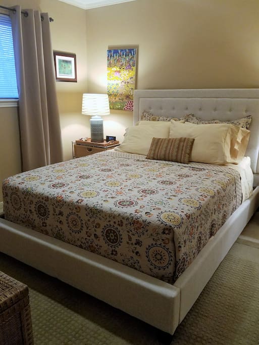 Blackout draperies change a sunny room to a dark and cozy room, when desired.