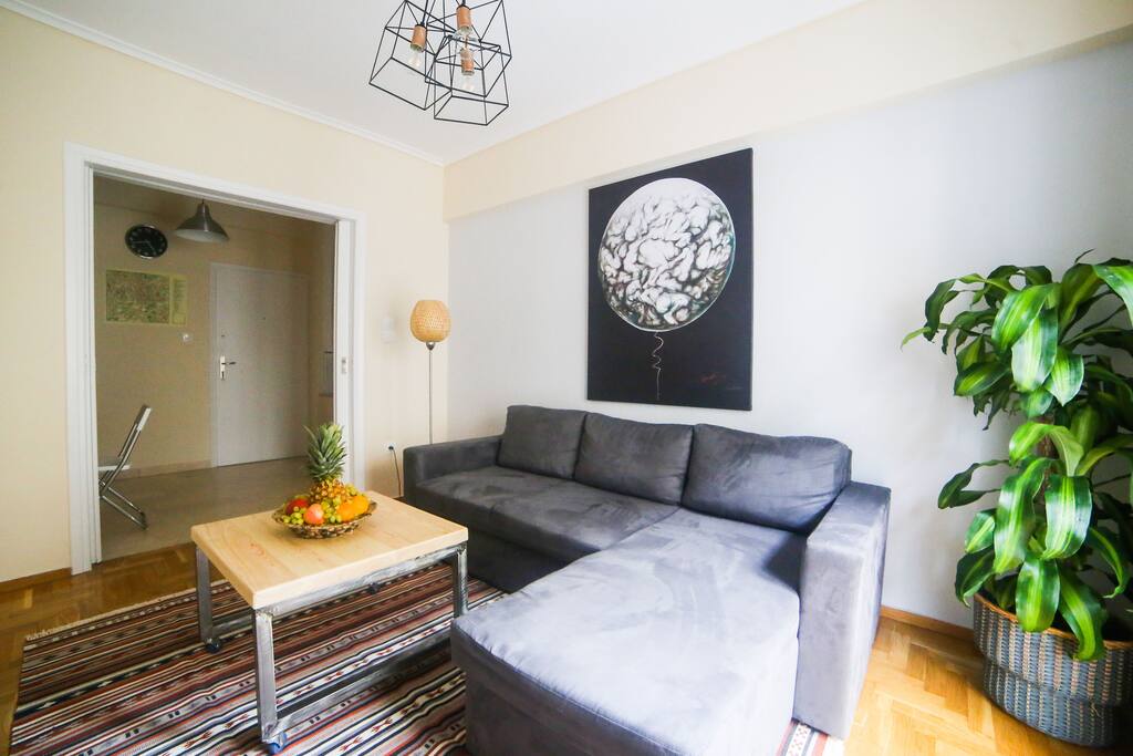 beautiful, comfortable living room with sofa bed