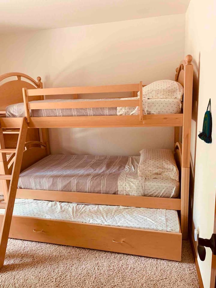 Third bedroom.  Bunk beds with third bed (trundle bed).  