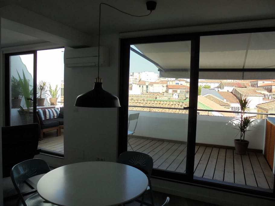 View from dining area to terrace
