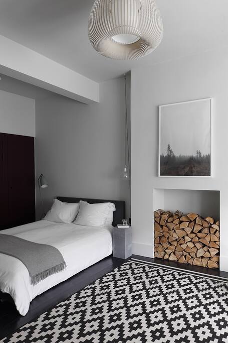 The double bed is at the rear of the room to allow plenty of living space.