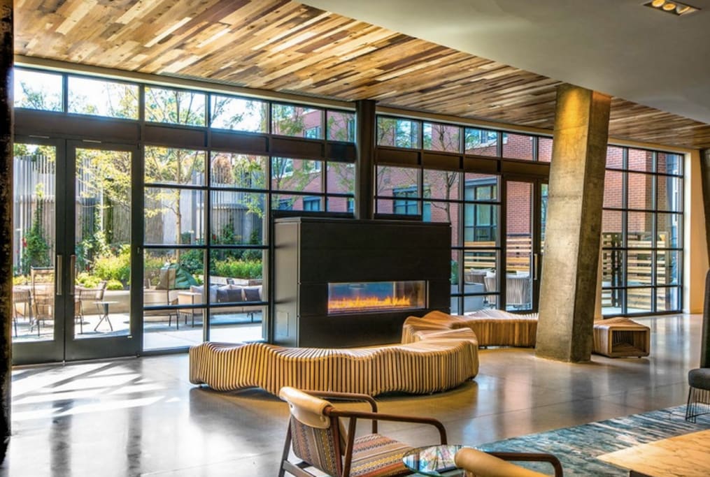 Fireplace and Lounge Seating on Floor Level