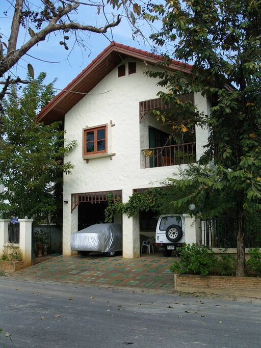 You are allowed to park along the street in front of the house.